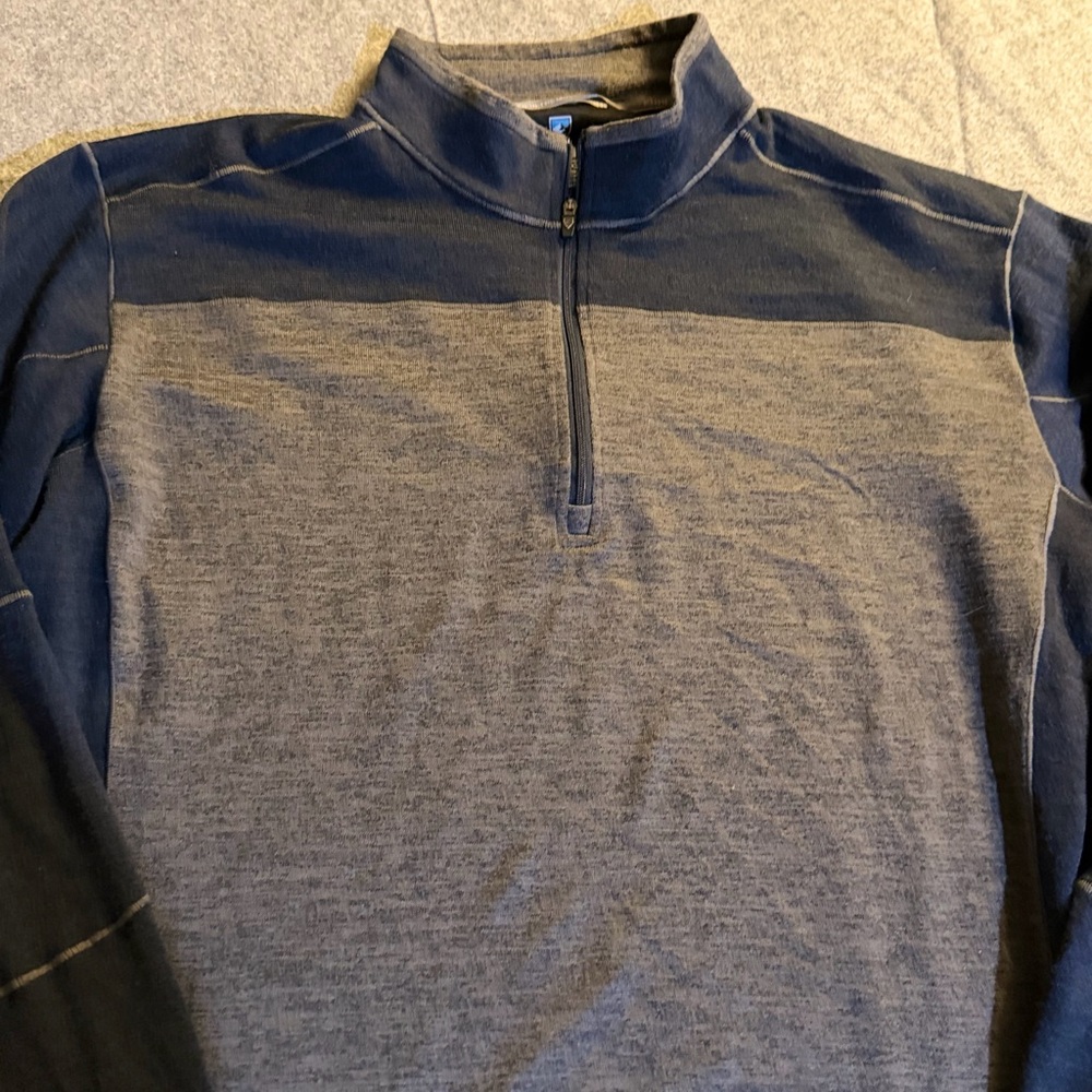 KÜHL Men’s Quarter Zip Performance Pullover XL – Gray Blue Outdoor Hiking